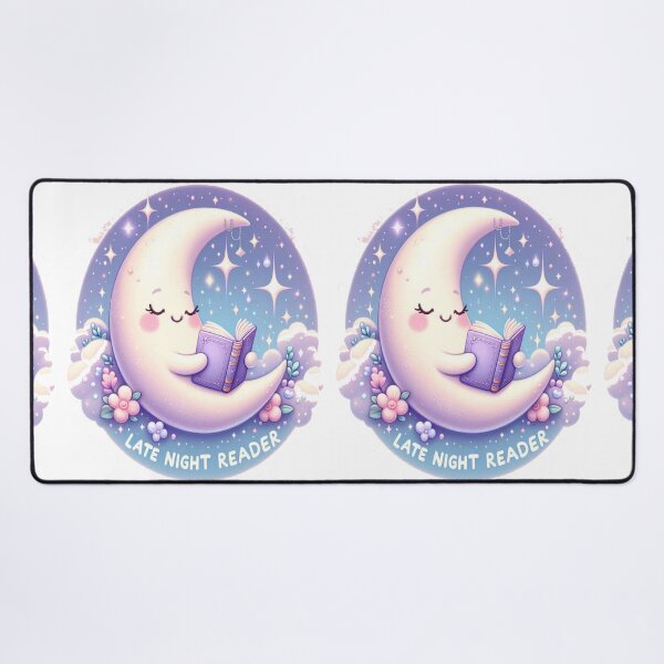 Item preview, Late Night Reader Moon | Cute Moon Holding Book Design designed and sold by BookedAndDesign.