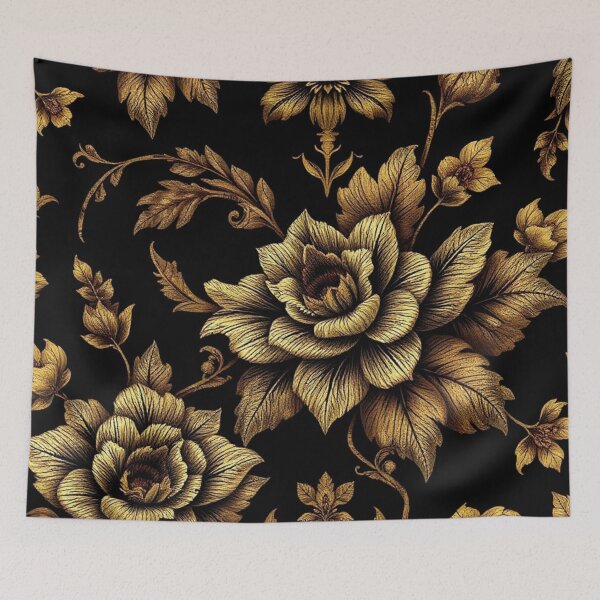 Item preview, Ornate Gold Floral Vintage Pattern designed and sold by IntelliMindDesigns.