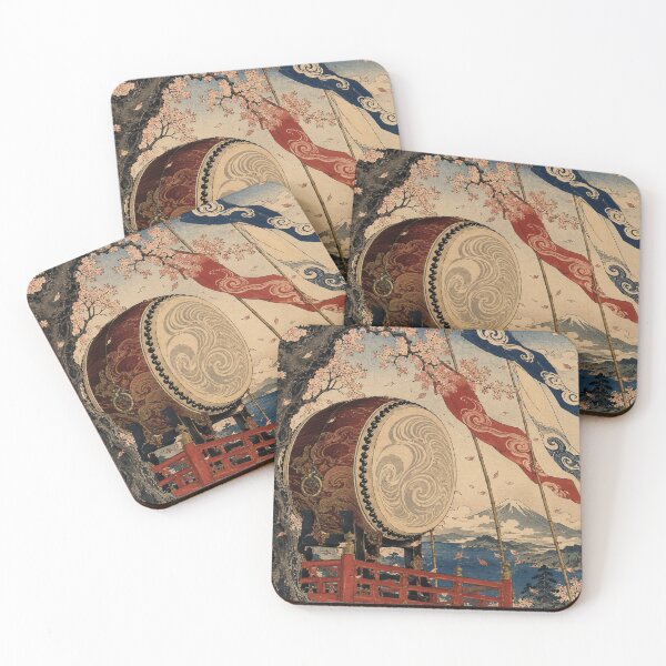 Item preview, Sacred Drum Echo - Vintage Japanese Spring Festival Ukiyo-e Woodblock designed and sold by bapupa.