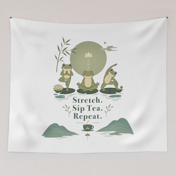 Item preview, Cute Minimalist Yoga Frogs Quote Typography Pond Vector Graphic designed and sold by DiNata.