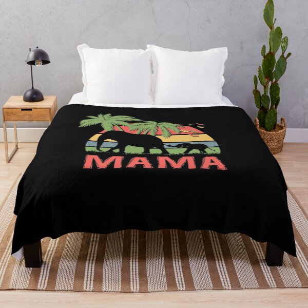 Item preview, Retro Mama Elephant Baby Palm Tree Sunset designed and sold by marke770.