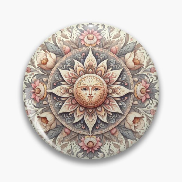 Item preview, Vintage Sun Mandala Floral Pastel Spiritual Art designed and sold by PixelQ.