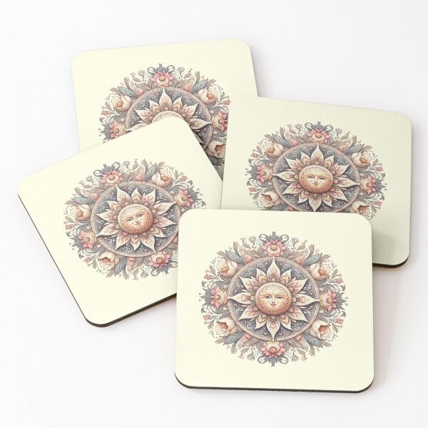 Item preview, Vintage Sun Mandala Floral Pastel Spiritual Art designed and sold by PixelQ.