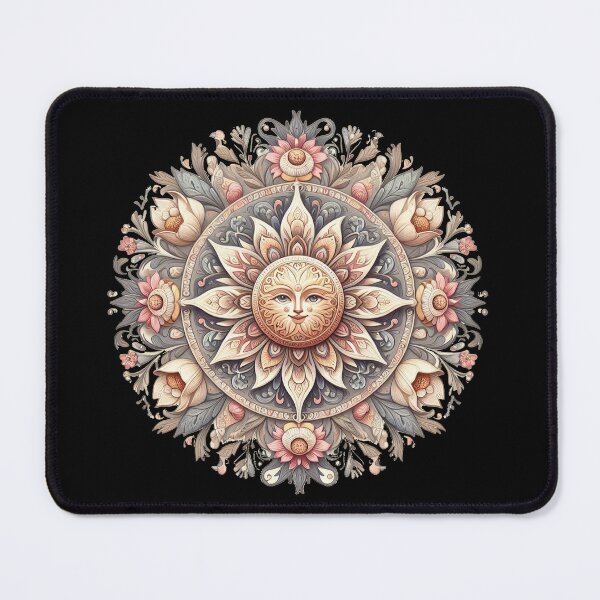 Item preview, Vintage Sun Mandala Black Background Spiritual Art designed and sold by PixelQ.
