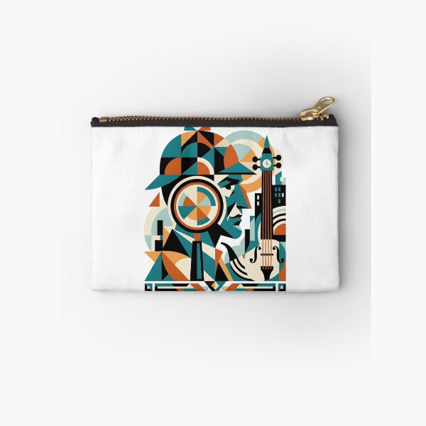Item preview, Cubist Geometric Profile Portrait Sherlock Holmes Violin Art designed and sold by Fenay Designs.