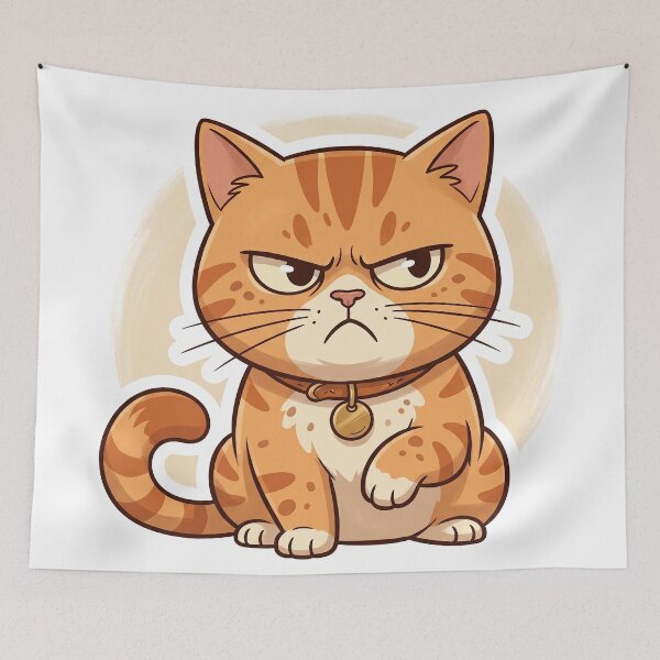 Item preview, Funny Grumpy Orange Tabby Cat Sticker designed and sold by CrystalMineArts.