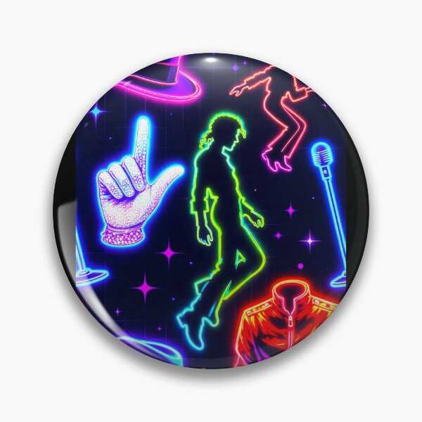 Item preview, Michael Jackson Neon Glow Icons Collage Dance King Art designed and sold by ExploreAura Studio.