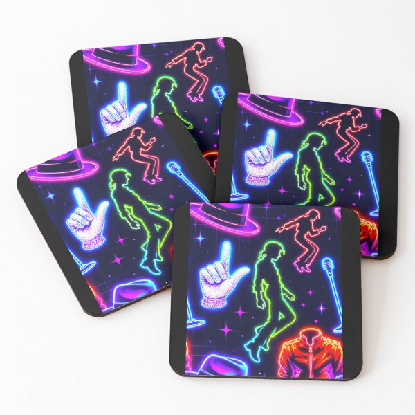 Item preview, Michael Jackson Neon Glow Icons Collage Dance King Art designed and sold by ExploreAura Studio.