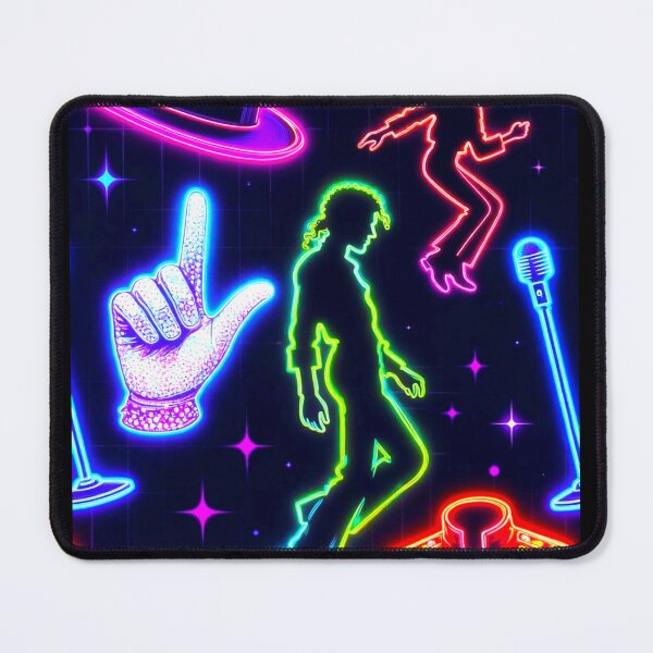Item preview, Michael Jackson Neon Glow Icons Collage Dance King Art designed and sold by ExploreAura Studio.