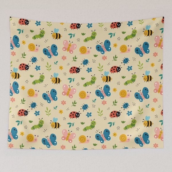 Item preview, Kawaii Cute Bugs Seamless Pattern Colorful Insect Vector Graphic designed and sold by DiNata.