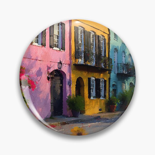 Item preview, Rainbow Row Charleston Pastel Houses Golden Afternoon designed and sold by daila70.