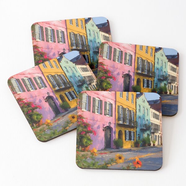 Item preview, Rainbow Row Charleston Pastel Houses Golden Afternoon designed and sold by daila70.