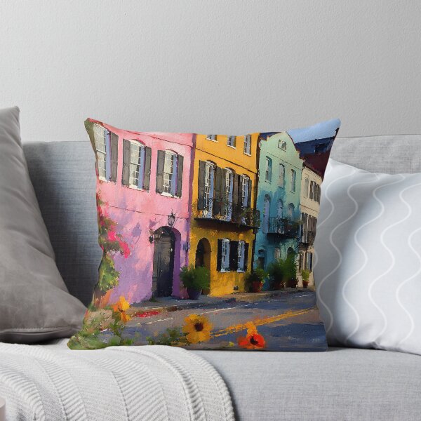 Item preview, Rainbow Row Charleston Pastel Houses Golden Afternoon designed and sold by daila70.