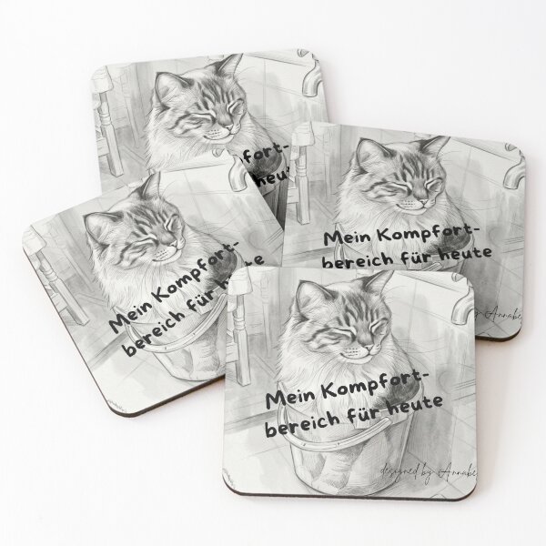 Item preview, Cat in a bucket – Deep in chaos (pencil drawing) designed and sold by Annabells-Kunst.