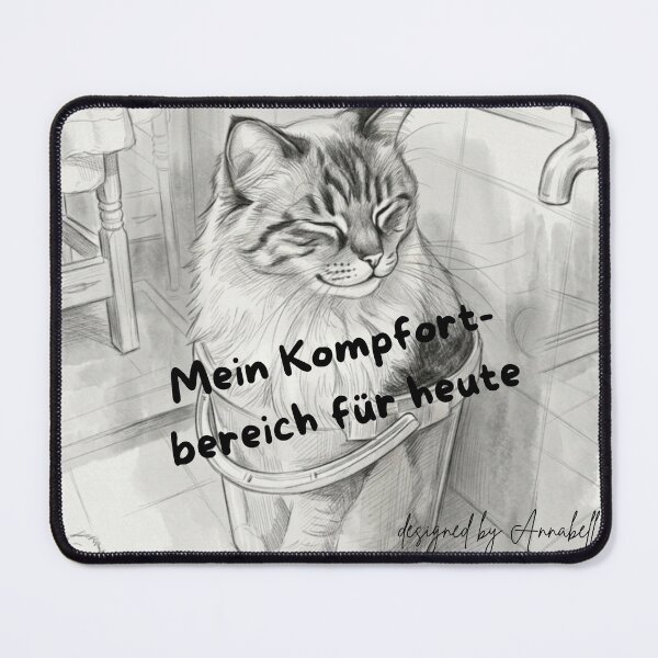 Item preview, Cat in a bucket – Deep in chaos (pencil drawing) designed and sold by Annabells-Kunst.