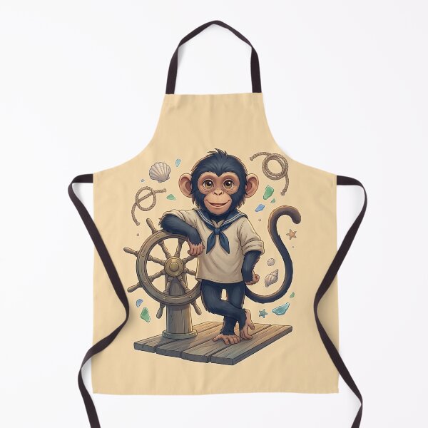Item preview, Cute Sailor Monkey Captain Nautical Coastal Cartoon Design designed and sold by MythicCotton.