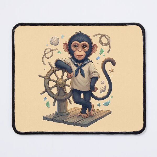 Item preview, Cute Sailor Monkey Captain Nautical Coastal Cartoon Design designed and sold by MythicCotton.