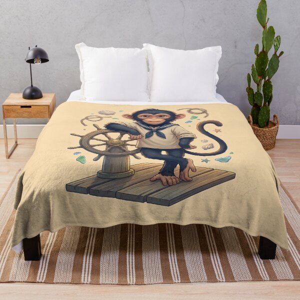 Item preview, Cute Sailor Monkey Captain Nautical Coastal Cartoon Design designed and sold by MythicCotton.