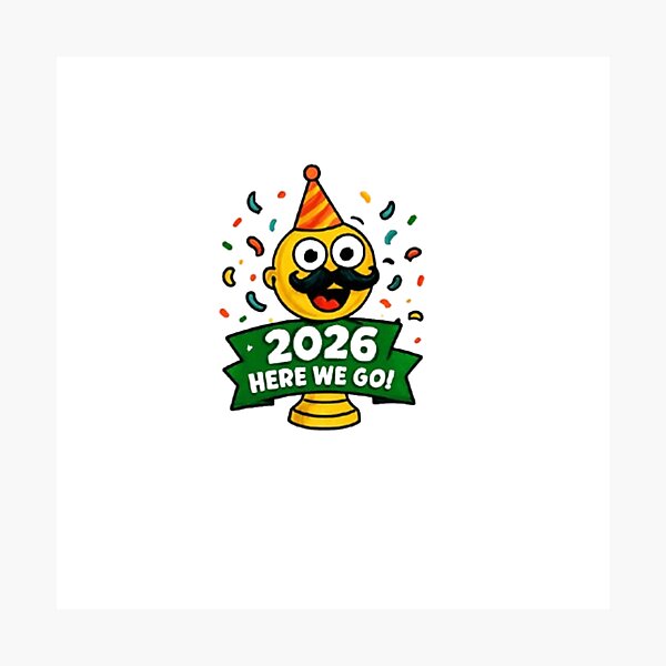Item preview, 2026 Here We Go Funny Soccer Trophy Sticker designed and sold by Pixanova.