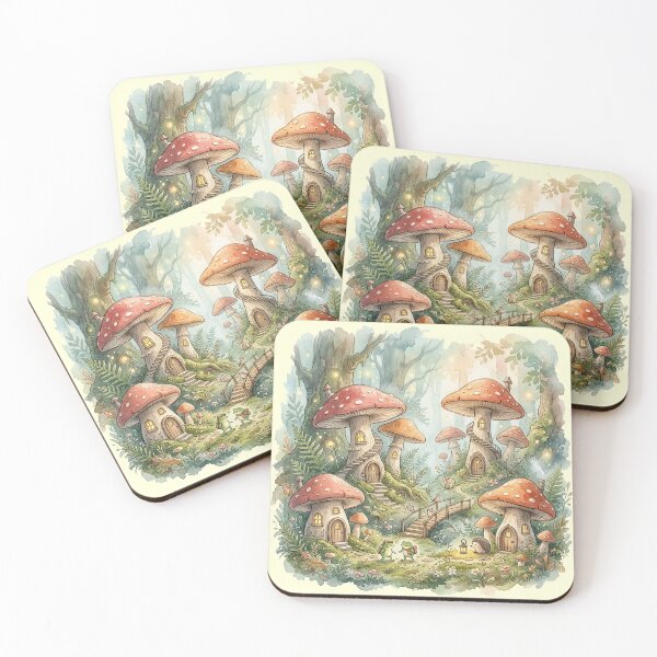 Item preview, Whimsical Froggy Woodland Village Watercolor designed and sold by GrabaHuk.