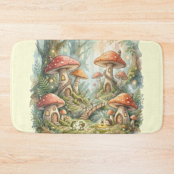 Item preview, Whimsical Froggy Woodland Village Watercolor designed and sold by GrabaHuk.