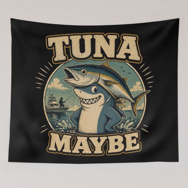 Item preview, Tuna Maybe Funny Fishing Shark Art designed and sold by Retr0Tshirts.