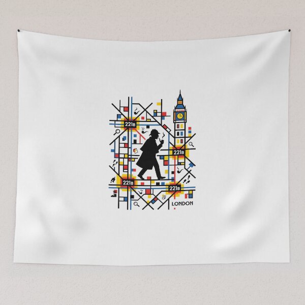Item preview, Geometric Abstract Sherlock Holmes 221B London Pop Art designed and sold by Fenay Designs.
