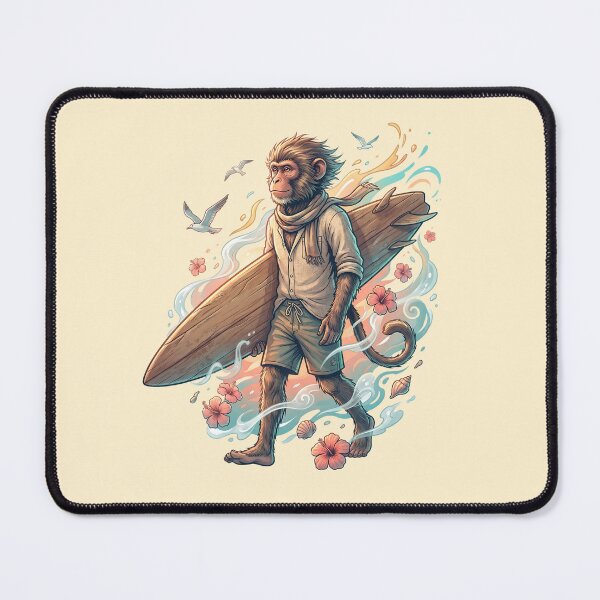 Item preview, Surfing Monkey Boho Coastal Hibiscus Summer Streetwear Design designed and sold by MythicCotton.