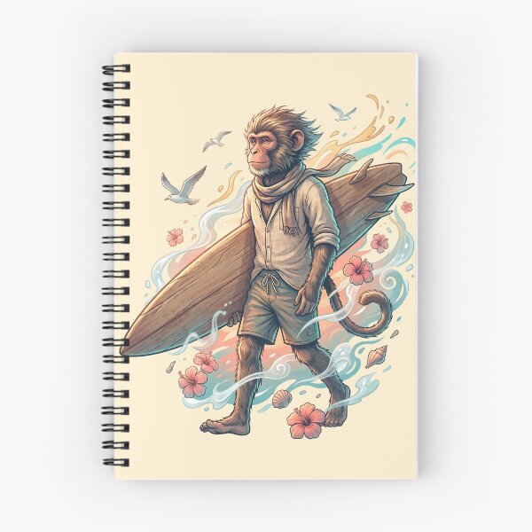 Item preview, Surfing Monkey Boho Coastal Hibiscus Summer Streetwear Design designed and sold by MythicCotton.