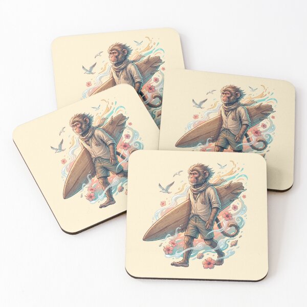 Item preview, Surfing Monkey Boho Coastal Hibiscus Summer Streetwear Design designed and sold by MythicCotton.