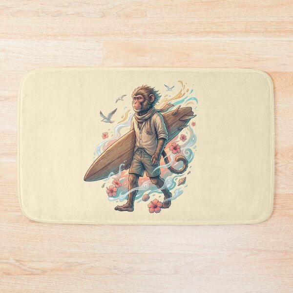 Item preview, Surfing Monkey Boho Coastal Hibiscus Summer Streetwear Design designed and sold by MythicCotton.