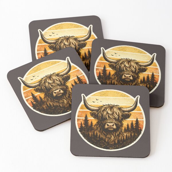 Item preview, Vintage Highland Cow Retro Sunset Rustic Farm Animal Sticker T Shirt designed and sold by Akter-sikder.