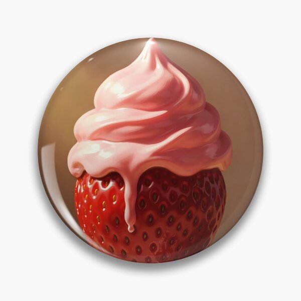 Item preview, Strawberry Gelato on Giant Strawberry – Fantasy Dessert Illustration designed and sold by EmeraldeaArt.
