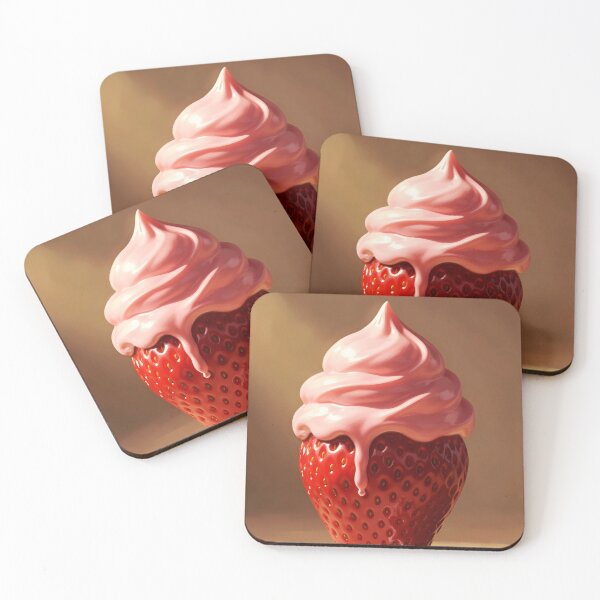 Item preview, Strawberry Gelato on Giant Strawberry – Fantasy Dessert Illustration designed and sold by EmeraldeaArt.