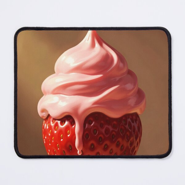 Item preview, Strawberry Gelato on Giant Strawberry – Fantasy Dessert Illustration designed and sold by EmeraldeaArt.