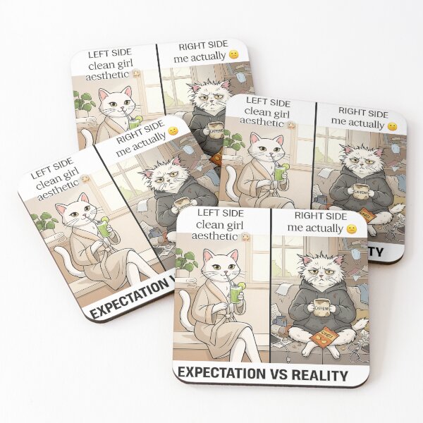Item preview, Clean Girl Aesthetic vs Reality Funny Cat Expectation Art designed and sold by irfanshikh.