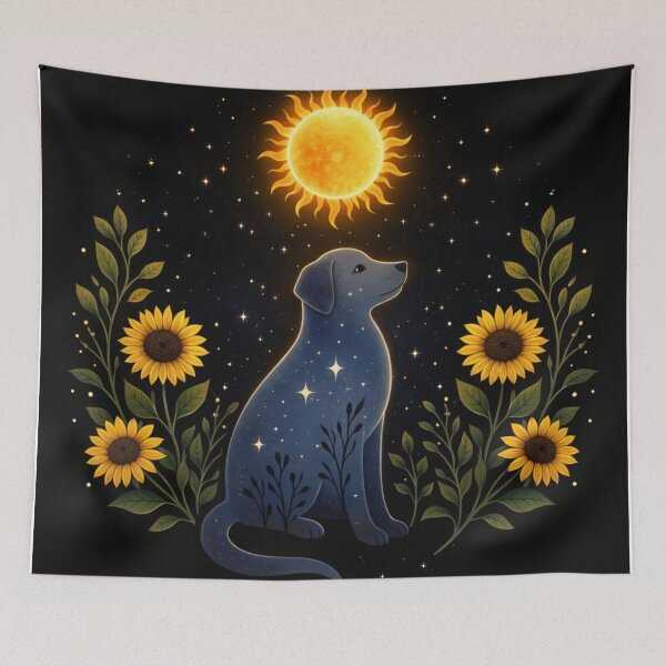 Item preview, Celestial Dog with Sunflowers and Sun designed and sold by 0606PM.