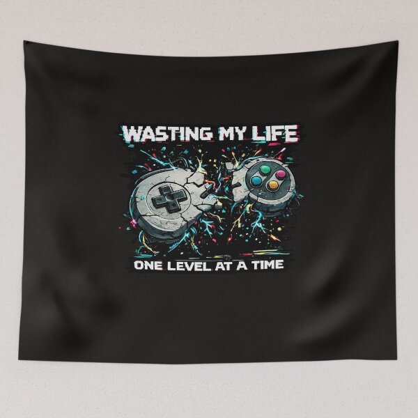 Item preview, Wasting My Life One Level At A Time - Funny Gamer Glitch designed and sold by RebelVibeX.