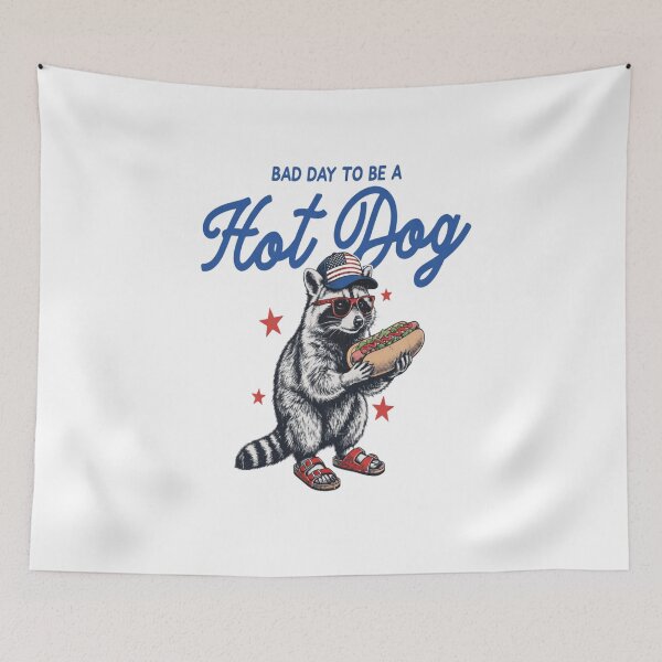Item preview, Bad Day to Be a Hotdog Funny 4th of July Raccoon designed and sold by Thread&Fable.