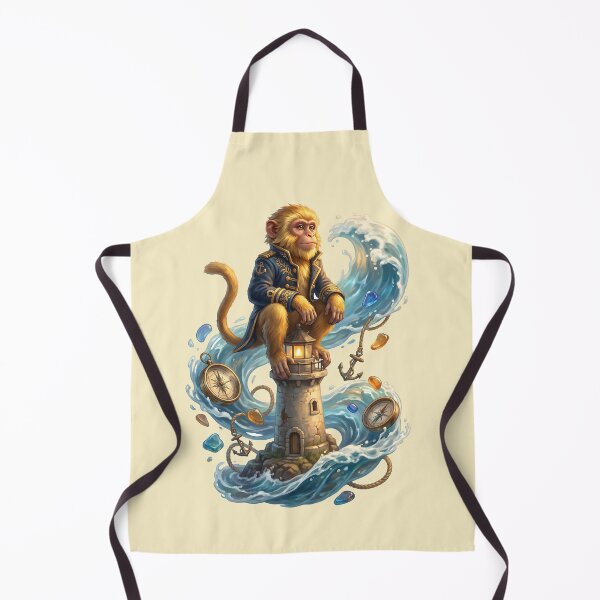 Item preview, Noble Admiral Monkey Lighthouse Ocean Compass Nautical Art designed and sold by MythicCotton.