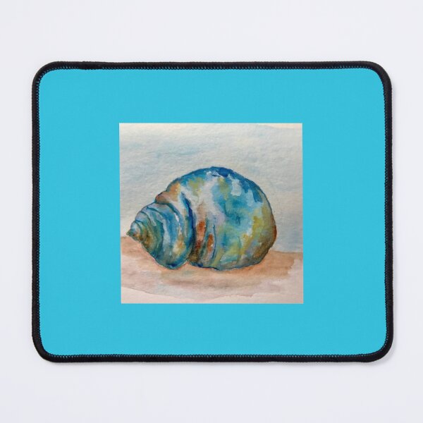 Item preview, A Watercolor Painting Of Seashell in blues, greens, browns.  designed and sold by Whispering Grace Studio.