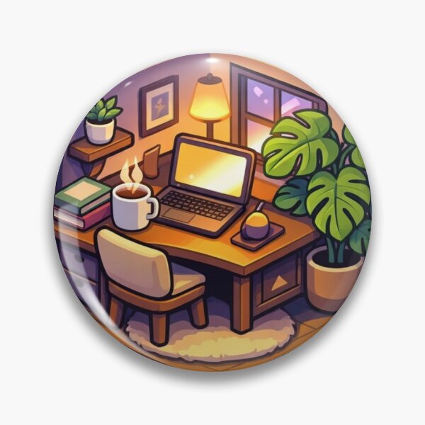 Item preview, Cozy Miniature Bubble Room with Laptop and Coffee Sticker designed and sold by Timeless Junction.