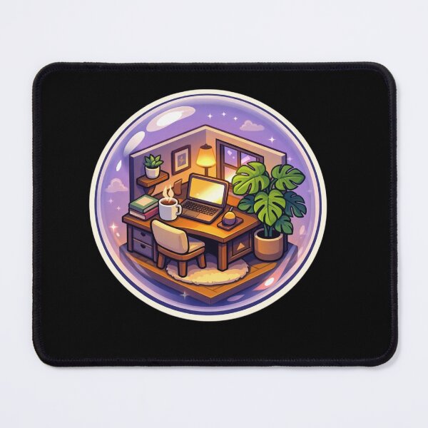 Item preview, Cozy Miniature Bubble Room with Laptop and Coffee Sticker designed and sold by Timeless Junction.