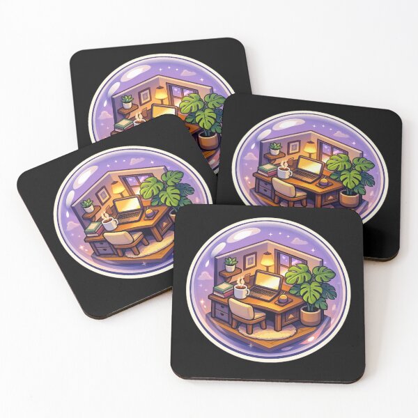 Item preview, Cozy Miniature Bubble Room with Laptop and Coffee Sticker designed and sold by Timeless Junction.