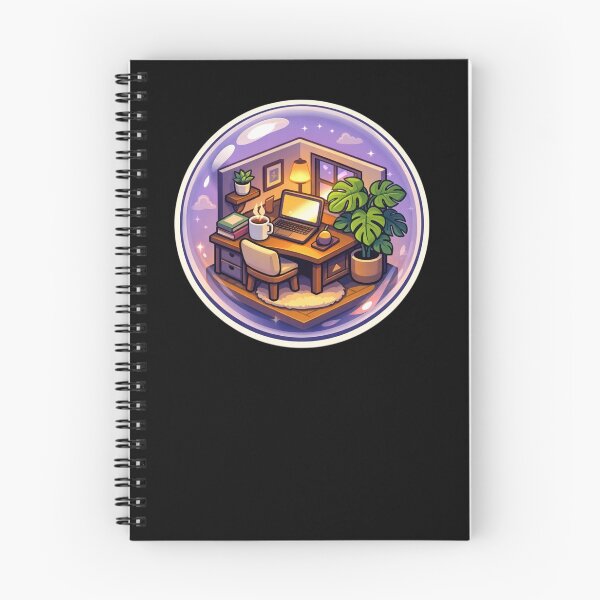 Item preview, Cozy Miniature Bubble Room with Laptop and Coffee Sticker designed and sold by Timeless Junction.