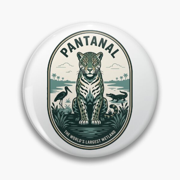 Item preview, Vintage Pantanal Jaguar Brazil Wetland Wildlife Emblem designed and sold by k3rstman1.