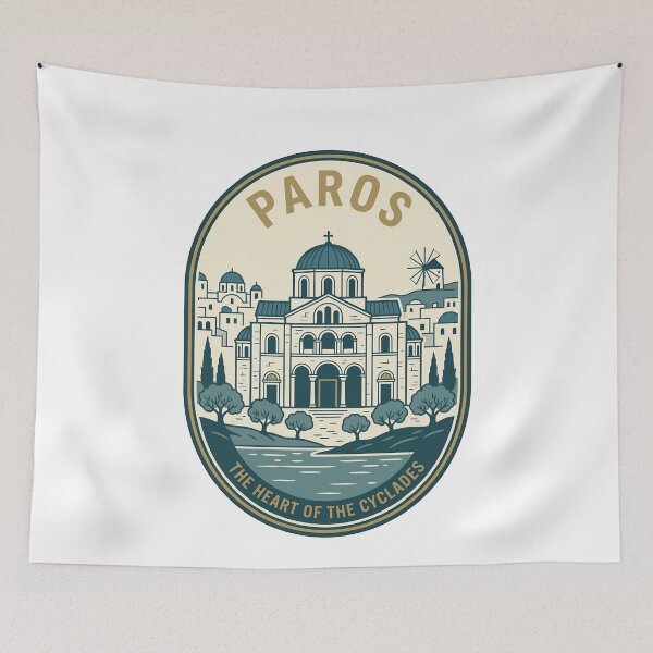 Item preview, Vintage Paros Greece Cycladic Architecture Travel Emblem designed and sold by k3rstman1.