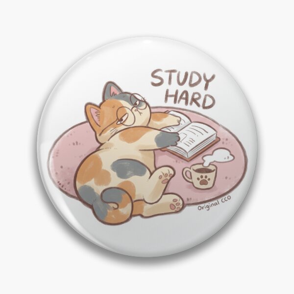 Item preview, Cute Lazy Calico Cat Study Hard Retro designed and sold by CrystalMineArts.