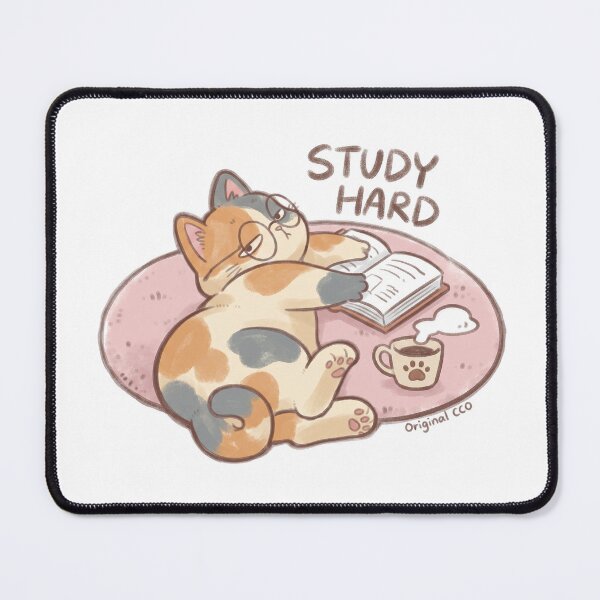 Item preview, Cute Lazy Calico Cat Study Hard Retro designed and sold by CrystalMineArts.