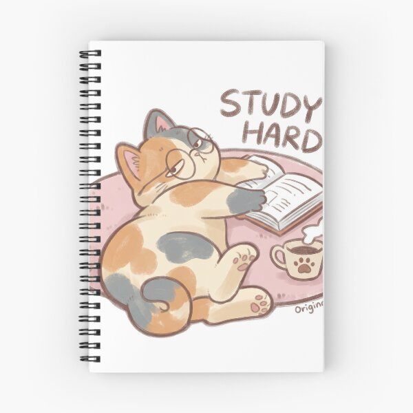 Item preview, Cute Lazy Calico Cat Study Hard Retro designed and sold by CrystalMineArts.